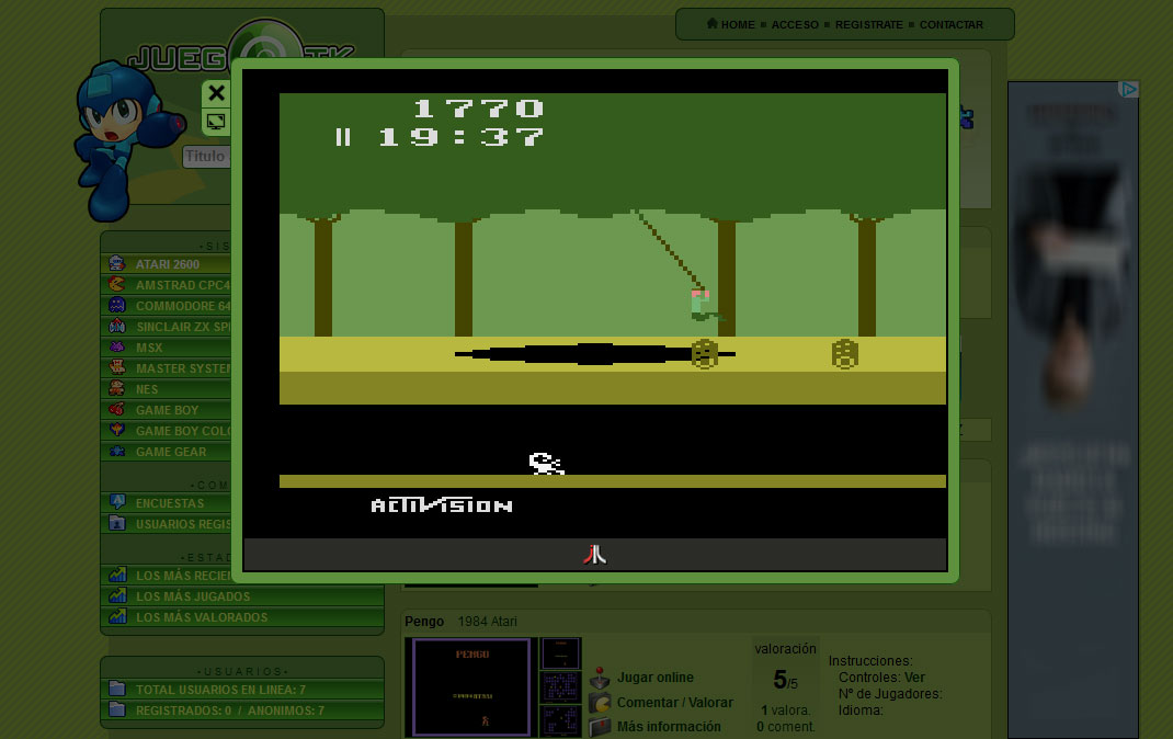 JuegoTK - Jugando a Pitfall (Atari 2600)